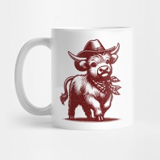 Cute Highland Cow Cowboy design in Vintage Retro Aesthetic Mug